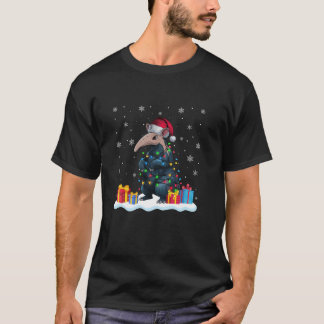 Camiseta Anteater Santa Hat Árvore de Natal Light Xmas Paja