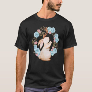 Camiseta Antelabbit Com Flores Diversão De Coelho Cortado G