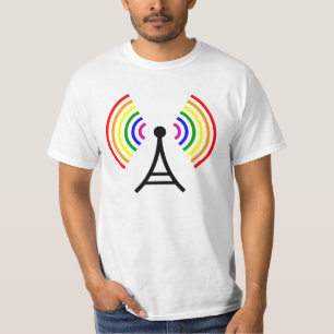 Camiseta Antena alegre do sinal do arco-íris de WiFi