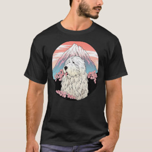 Camiseta Anterior Sheepdog Inglês Monte Fuji Funny Dog