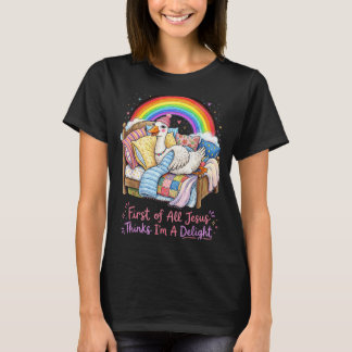 Camiseta Antes de Mais Nada Jesus Acha Que Sou um Ganso Eng
