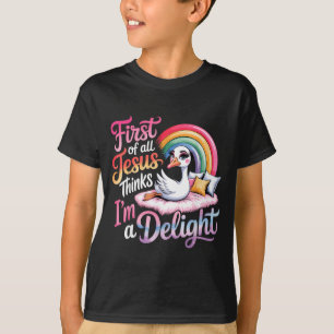 Camiseta Antes de Tudo Jesus Acha Que Sou Um Desenho Delici