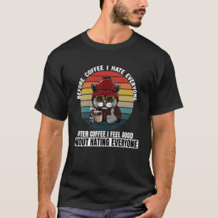 Camiseta Antes Do Café Eu Odeio Todo Mundo Reto Beber Gato 