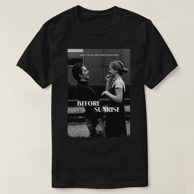 Camiseta Antes do Sunrise Sunset Midnight Richard Linklater (Frente do Design)