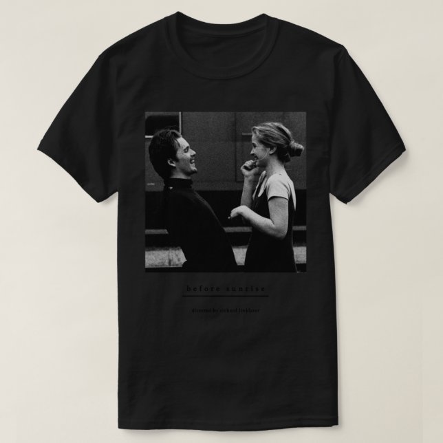 Camiseta Antes do Sunrise Sunset Midnight Richard Linklater (Frente do Design)