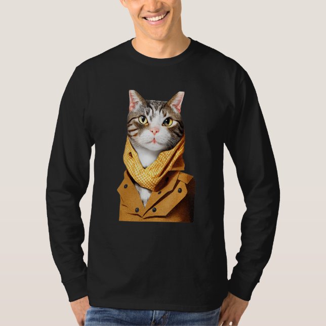 Camiseta Anthropomorphic Cat Dress Up Suite Look Like A Hum (Frente)