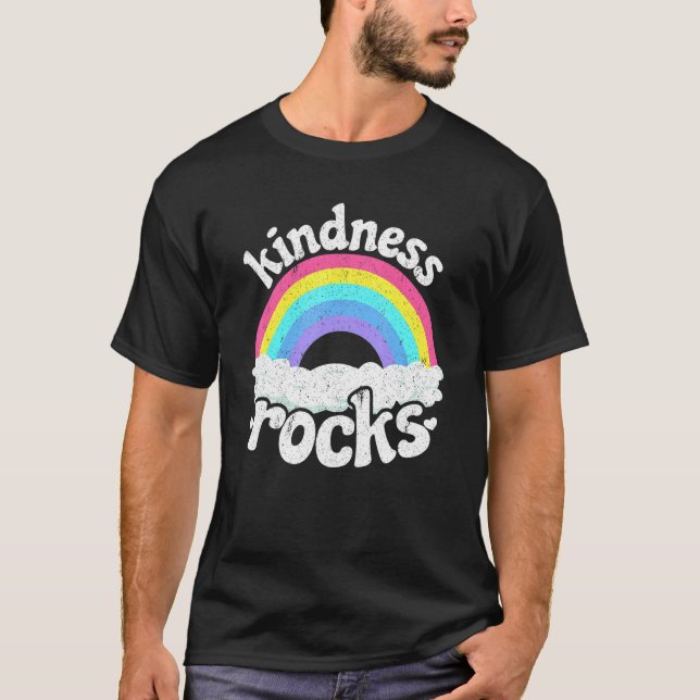 Camiseta Anti Bullying Hippie Retro Teacher Rainbow Kindnes (Frente)