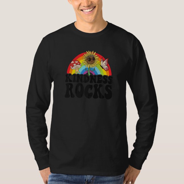Camiseta Anti Bullying Hippie Retro Teacher Rainbow Kindnes (Frente)