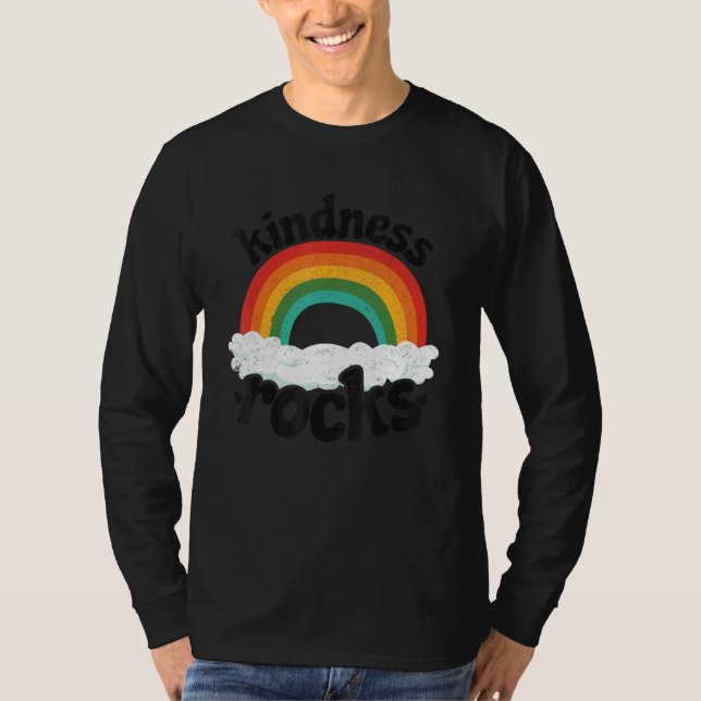 Camiseta Anti Bullying Hippie Retro Teacher Rainbow Kindnes (Frente)