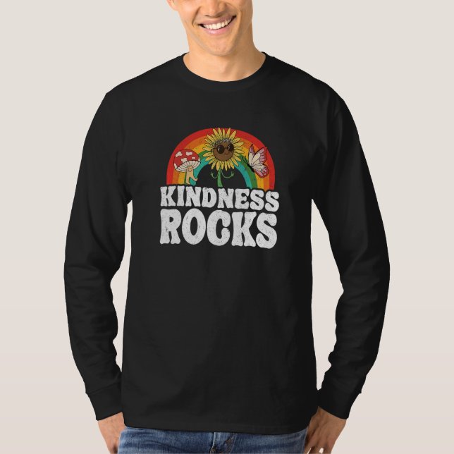 Camiseta Anti Bullying Hippie Retro Teacher Rainbow Kindnes (Frente)