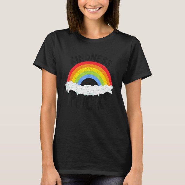 Camiseta Anti Bullying Hippie Retro Teacher Rainbow Kindnes (Frente)