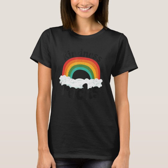 Camiseta Anti Bullying Hippie Retro Teacher Rainbow Kindnes (Frente)