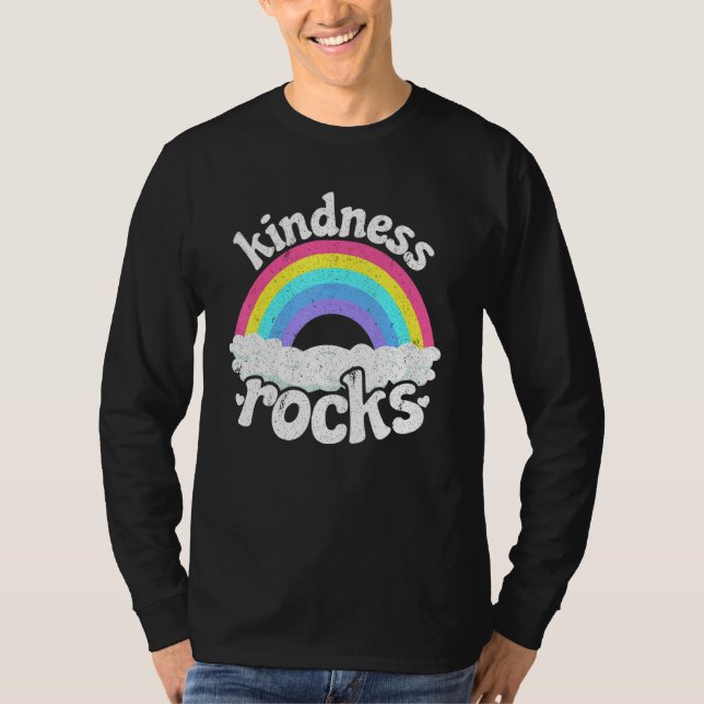 Camiseta Anti Bullying Hippie Retro Teacher Rainbow Kindnes (Frente)