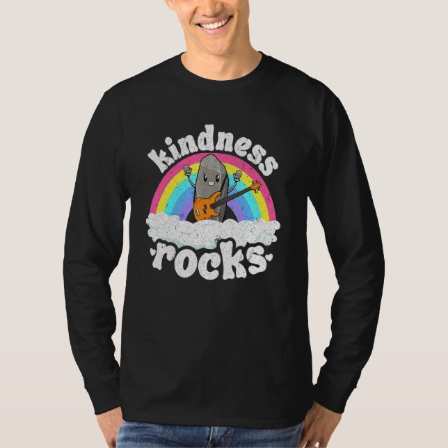 Camiseta Anti Bullying Rainbow Retro Music Teacher Kindness (Frente)