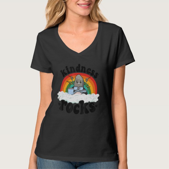 Camiseta Anti Bullying Rainbow Retro Music Teacher Kindness (Frente)