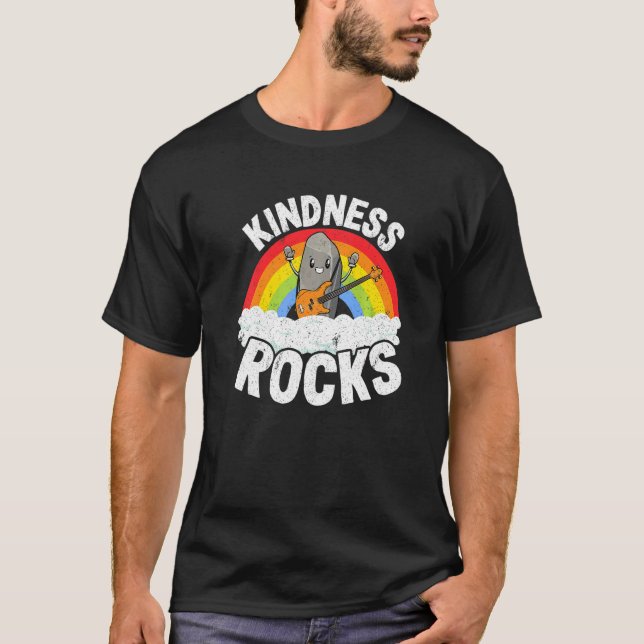 Camiseta Anti Bullying Rainbow Retro Music Teacher Kindness (Frente)