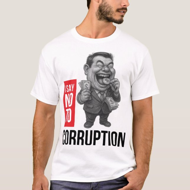Camiseta Anti-corrupção | Caricatura Sketch Art (Frente)