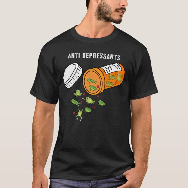 Camiseta Anti-Depressivos Propagam Sapos Verdes Animais (Frente)