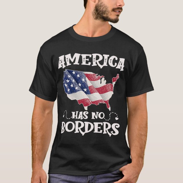 Camiseta Anti-Imigração Reforma América Sem Fronteiras EUA  (Frente)