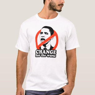 CAMISETA ANTI-OBAMA/MUDANÇA PARA O MAIS MAU