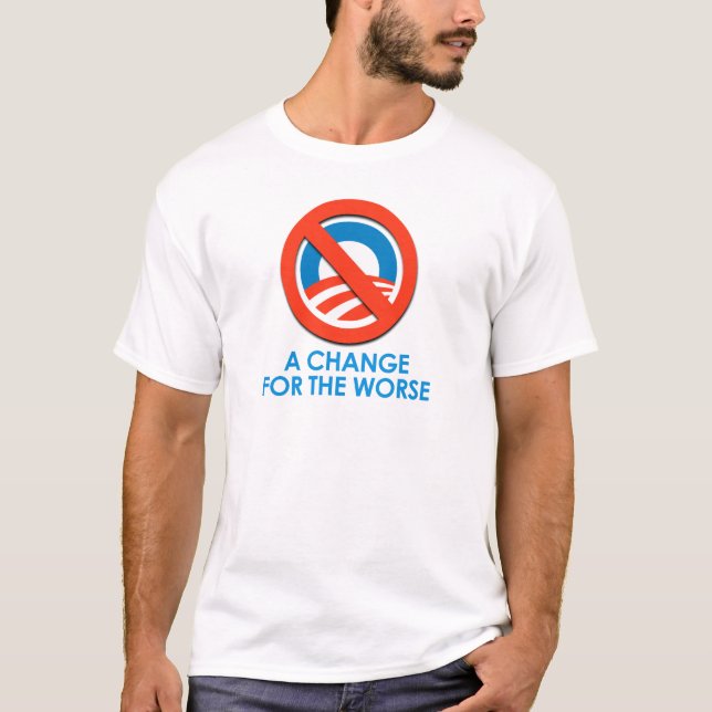 CAMISETA ANTI-OBAMA - MUDE PARA O MAIS MAU (Frente)
