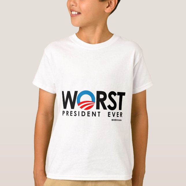 CAMISETA ANTI-OBAMA - PIOR PRESIDENTE DE SEMPRE (Frente)