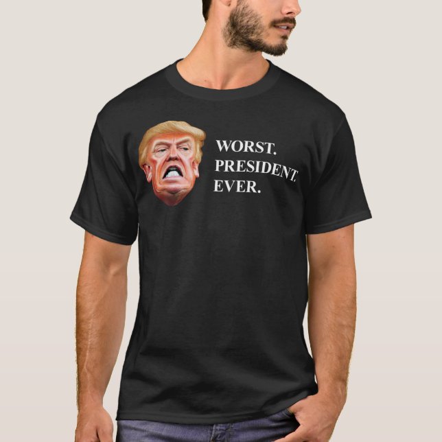 Camiseta Anti-Presidente Trump - O Pior Presidente Nunca (Frente)