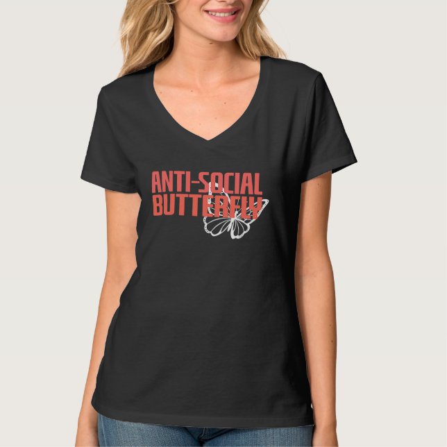 Camiseta Anti Social Butterfly  Introvert Social Distancing (Frente)