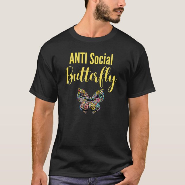 Camiseta Anti Social Butterfly Monarch Butterflies Wing Int (Frente)
