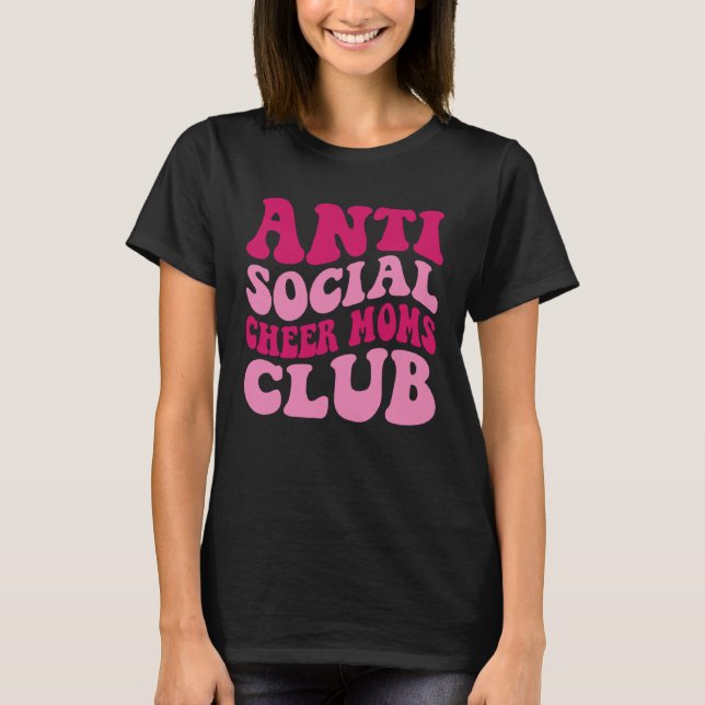 Camiseta Anti Social Cheer Moms Club  Mom Saying Groovy Wom (Frente)