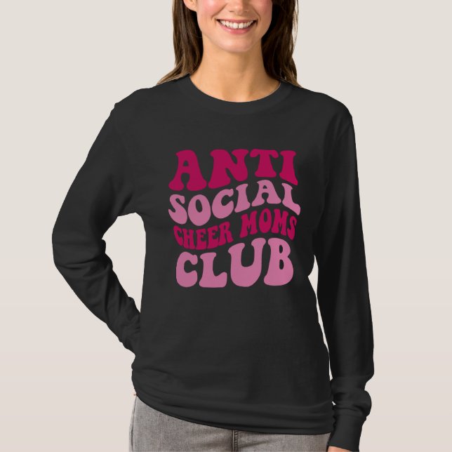 Camiseta Anti Social Cheer Moms Club  Mom Saying Groovy Wom (Frente)