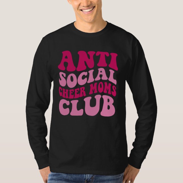 Camiseta Anti Social Cheer Moms Club  Mom Saying Groovy Wom (Frente)