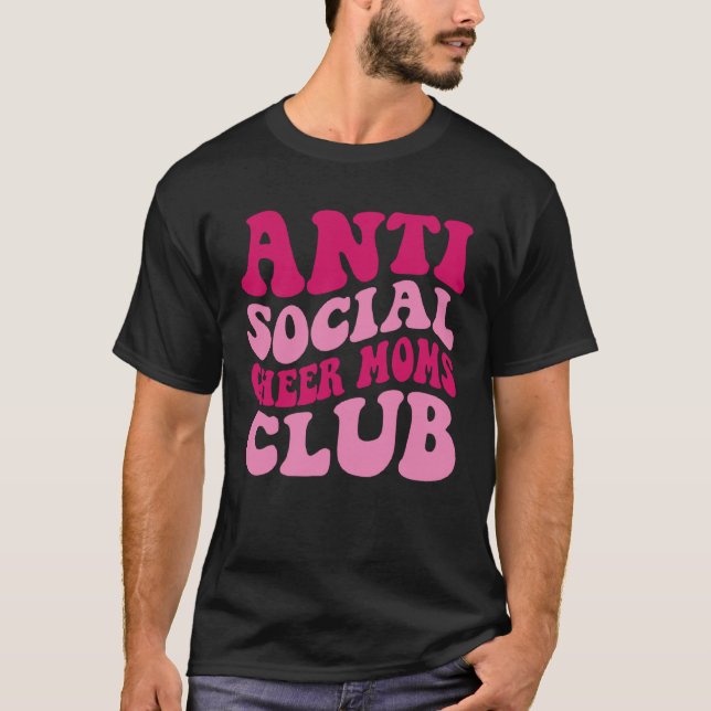Camiseta Anti Social Cheer Moms Club  Mom Saying Groovy Wom (Frente)
