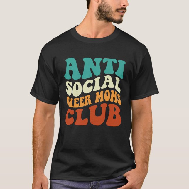 Camiseta Anti Social Cheer Moms Club  Mom Saying Retro Groo (Frente)