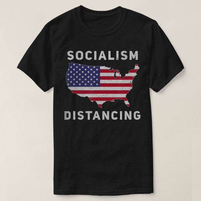 Camiseta Anti-Socialismo Política EUA Bandeira Socialismo n (Frente do Design)