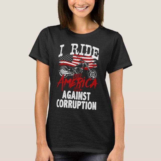 Camiseta Anti-Trump Biker Resiste Contra Protesto de Corrup (Frente)