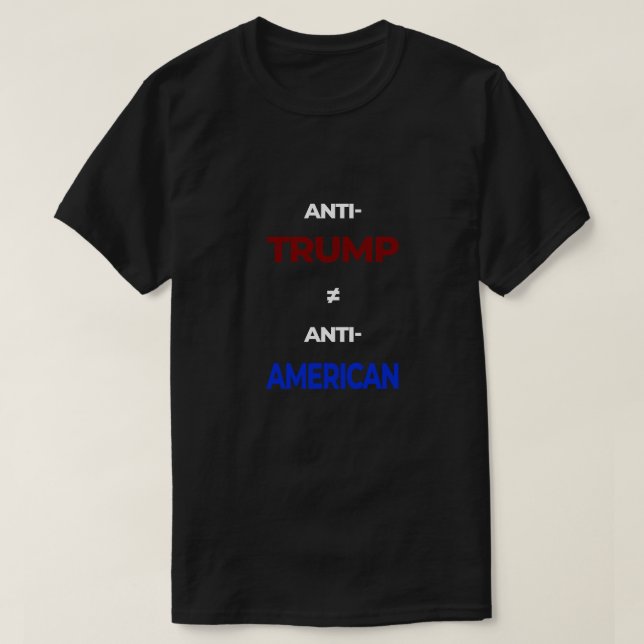 Camiseta Anti-Trump Does Not Equal Anti-American Red Blue v (Frente do Design)