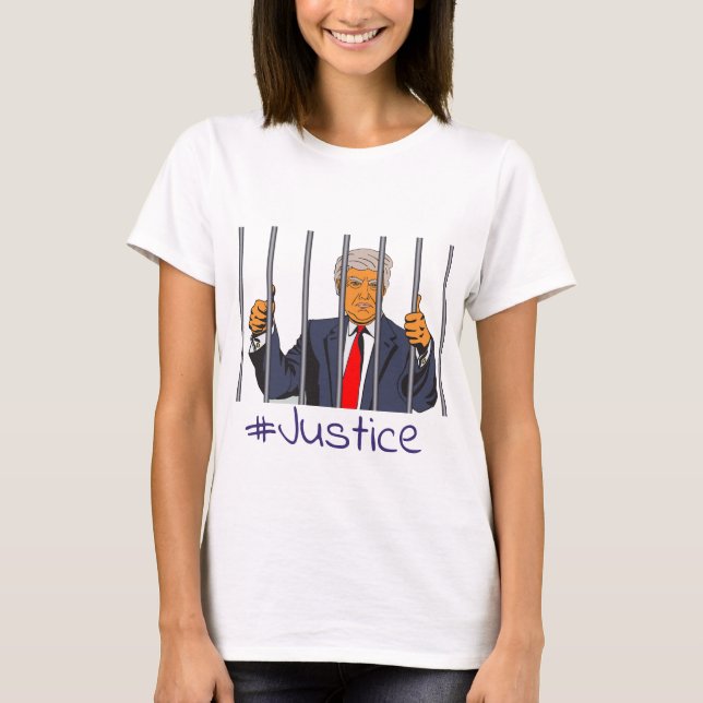 Camiseta Anti Trump, Donald na prisão atrás de Justiça Bar (Frente)