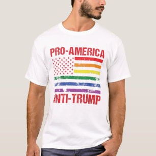 Camiseta Anti-Trump LGBT Orgulho dos EUA Bandeira Pro Amér