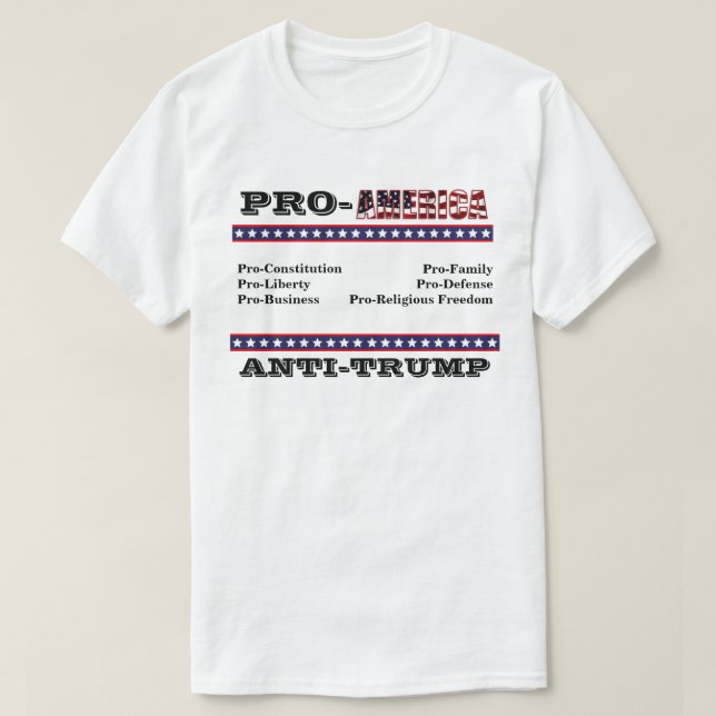 CAMISETA ANTI-TRUMP PRO-AMÉRICA (Frente do Design)
