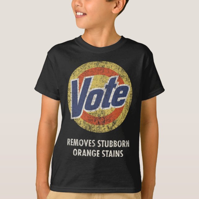Camiseta Anti-Trump Vintagem de Diversão Detergente (Frente)