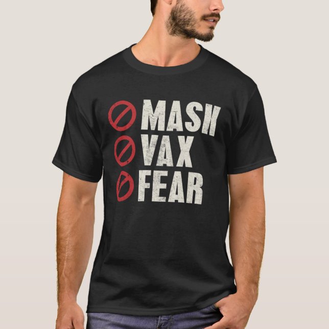 Camiseta Anti Vaccine Freedom No Mask Vax Fear No Compulsor (Frente)