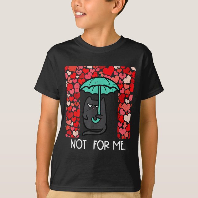 Camiseta Anti Valentines Day Cat Not For Me Funny Women Gir (Frente)