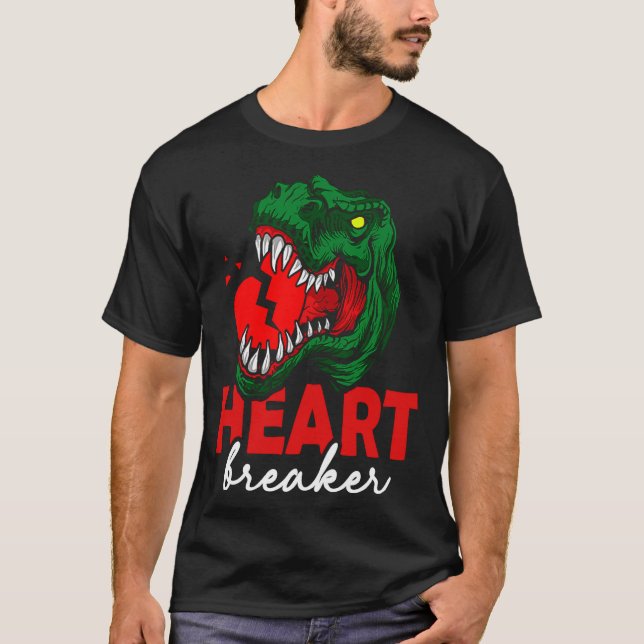 Camiseta Anti Valentines Day Single Heart Breaker T Rex Di  (Frente)