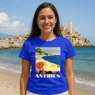 Camiseta Antibes, França Vintage Art Deco Viagem Turismo