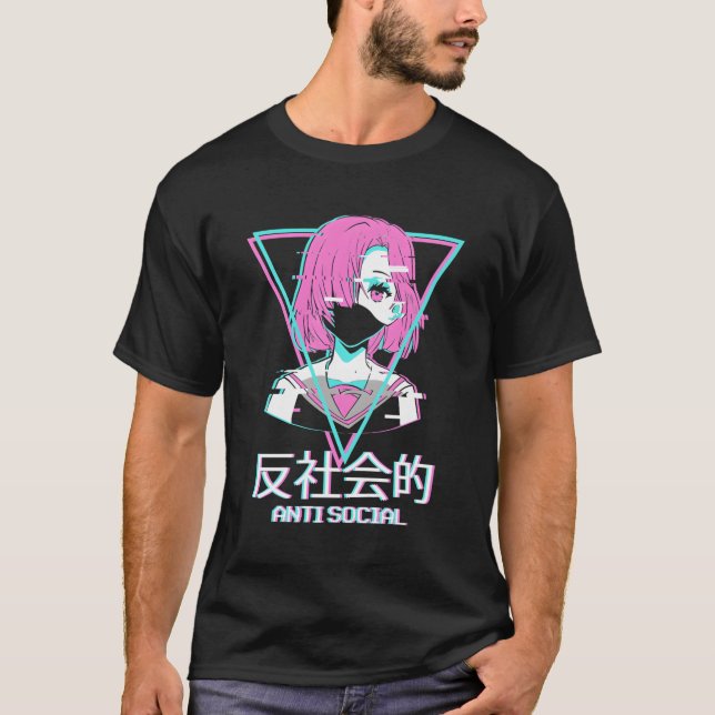 Camiseta Anticíaco Vaporwave Japonês (Frente)