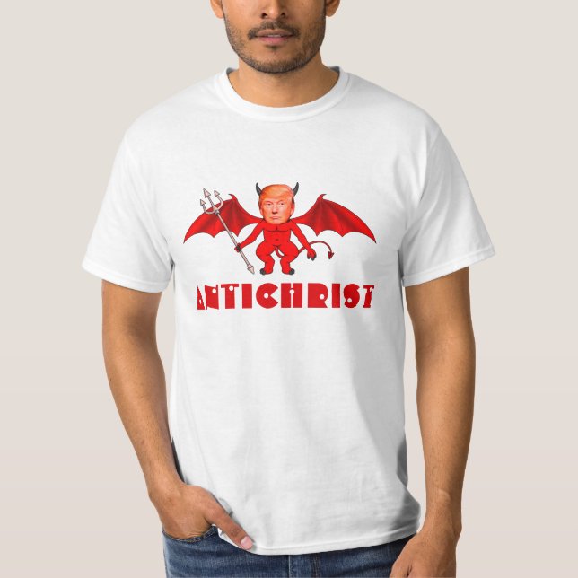 Camiseta "Anticristo engraçado" com diabo do trunfo (Frente)
