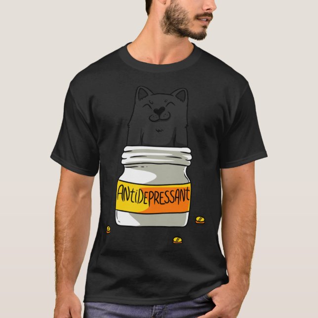 Camiseta Antidepressant Cats Kitty Lover Animal Kitten Owne (Frente)