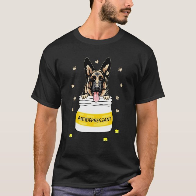Camiseta Antidepressant German Shepherd Dog Puppy Owner (Frente)
