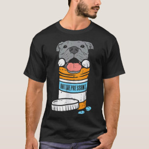 Camiseta Antidepressivo Cão Engraçado Pitbull